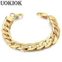12mm bracelets for men boys gold cuban link chain bracelet homme mens jewelry gift