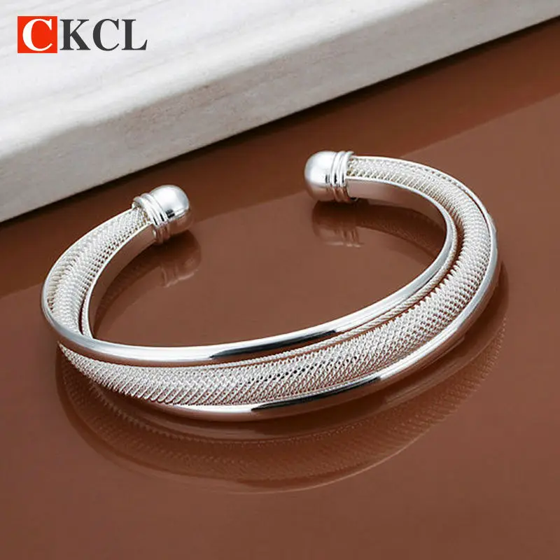 Лидер продаж серебряные браслеты звеньевые сетчатые круглые браслеты-манжеты