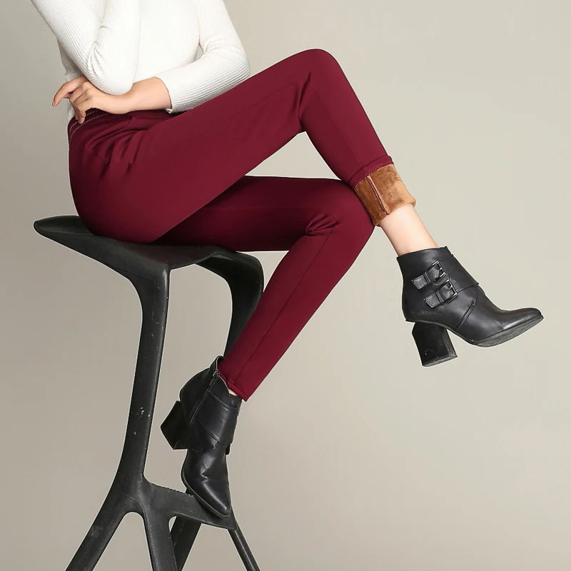 2017 Winter Women Pants Warm Plus Thick Velvet Slim High Waist Stretch Pencil Female Trousers Large size 6XL | Женская одежда