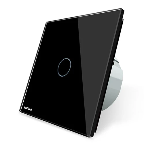 Black Livolo Роскошный настенный сенсорный выключатель Сенсор переключатель, ЕС Стандартный светильник выключатель, выключатель питания, с украшением в виде кристаллов Стекло, 1Gang 1Way переключатель, 220-250, C701-1/2/5 - Цвет: Black