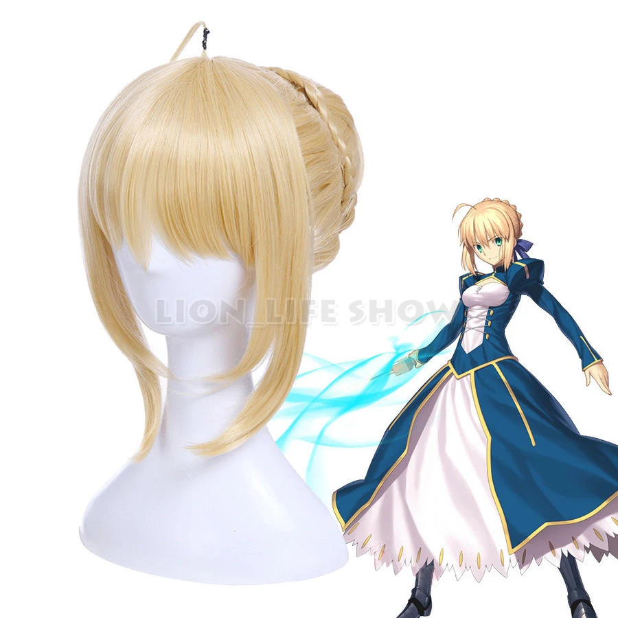 Fate Stay Night Arturia Pendragon Saber парик блонд в стиле Updo косплей полные парики|Костюмы аниме|