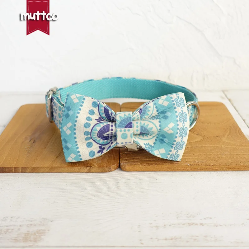 MUTTCO retailing high quality handmade collar fashionable Sapphire THE FOLK BLUE dog 5 sizes UDC023 | Дом и сад
