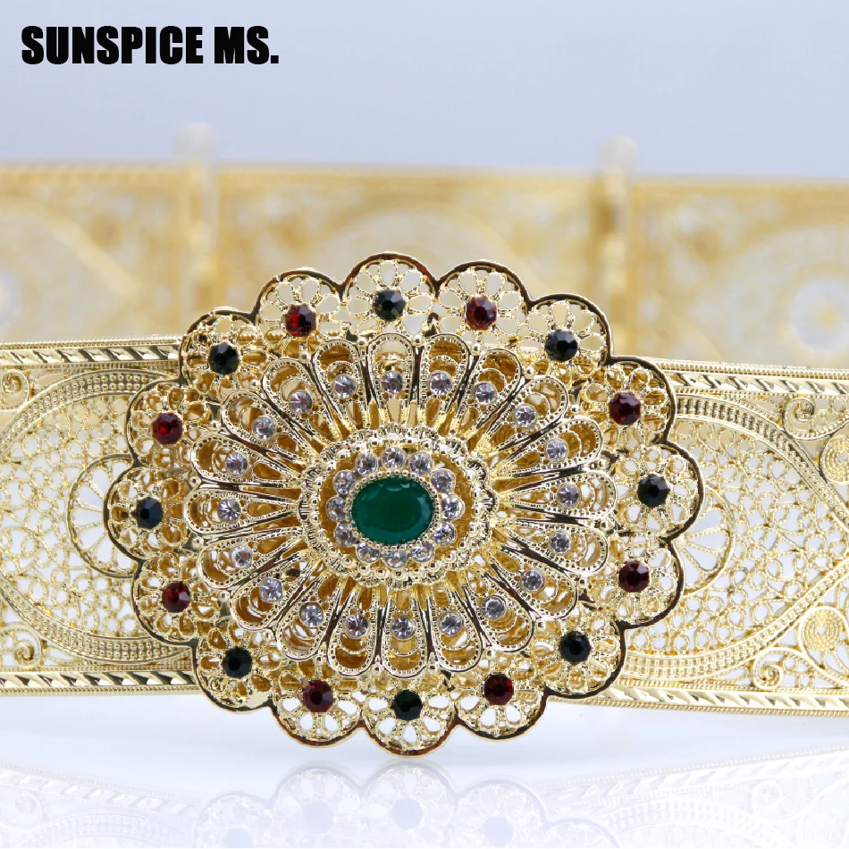 Sunspicems марокканский ремень Caftan золотого цвета для женщин свадебные украшения
