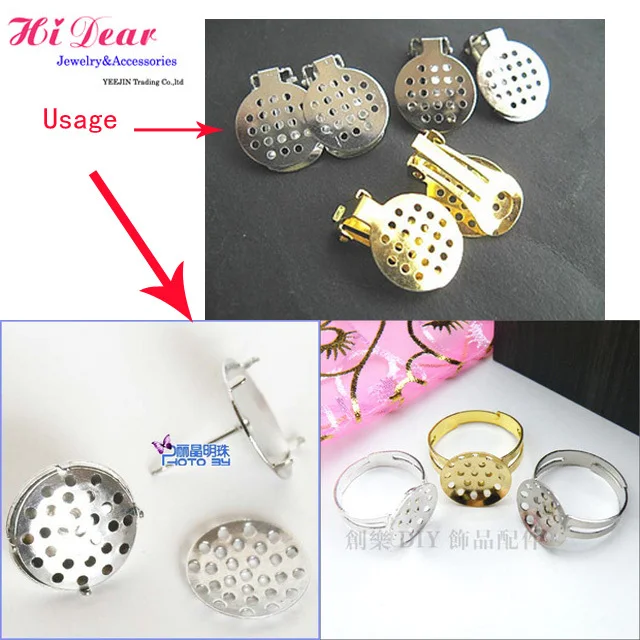 Wholesale Jewelry Making DIY Findings Accessory Metal Rhodium Plated Brooch Mesh Base Round Pins Back For Corsage/Cameo/WP1 | Украшения и
