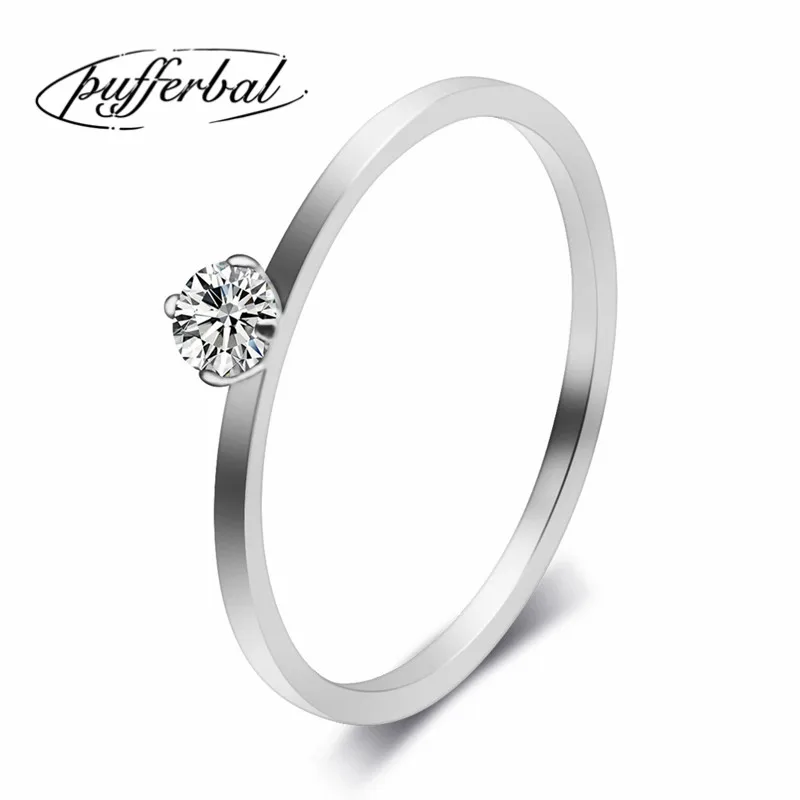 Couple Ring Fashion New Simple Stainless Steel Inlaid Zircon Silver And Gold Rose Color Ladies Ornaments ZK15 | Украшения и