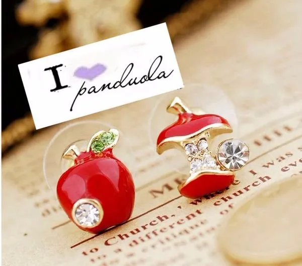 

fashion woman punk rock retro flower leaves earrings Courtship earrings apple bow Cherry earrings for female