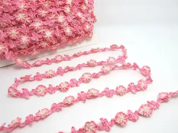 2 ярда лента Rococo с розовым цветным шифоновым цветком | Декоративная Цветочная