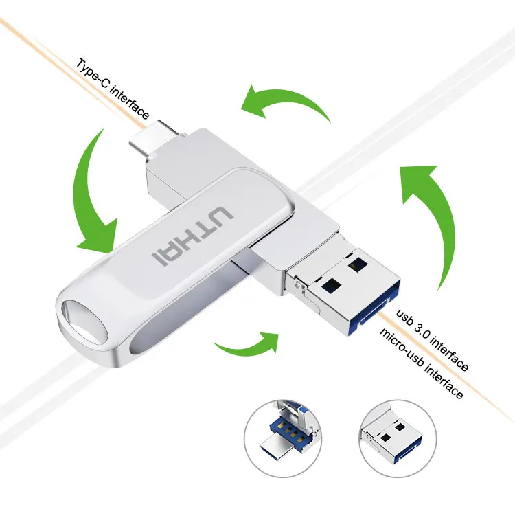 UTHAI T81 USB3.0 3в1 U флеш-накопитель type-C Microsd 128GB мульти-металлический флеш-накопитель 64GB высокоскоростной флеш-накопитель U диск
