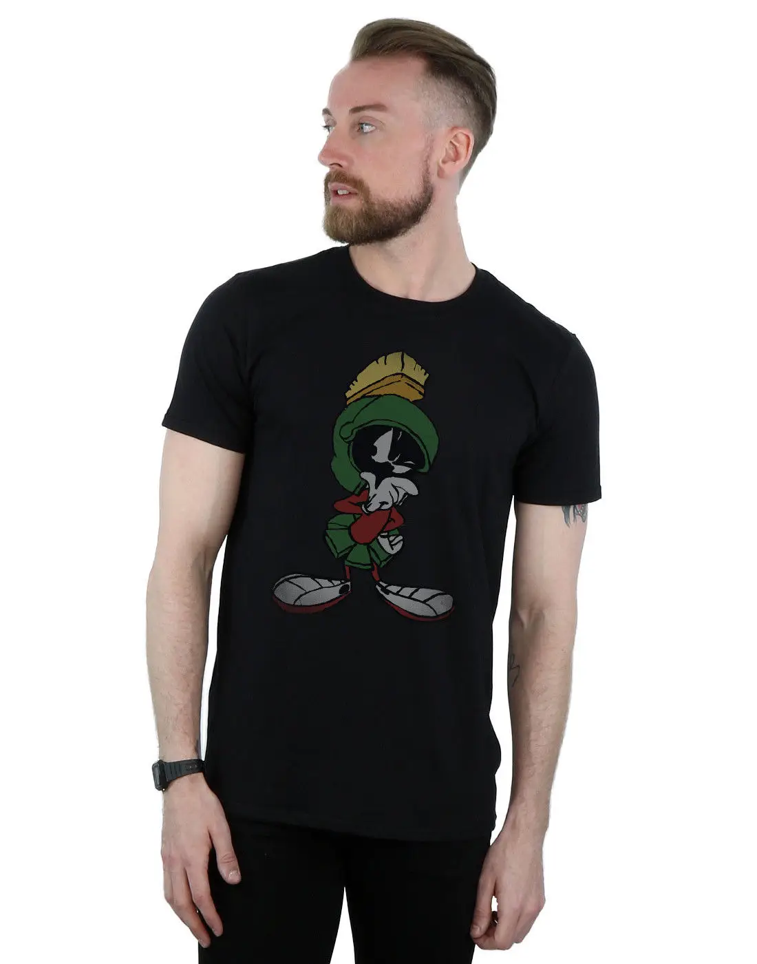 Looney Tunes Мужская футболка Marvin The Martian Pose Летняя мужская модная удобная в стиле хип
