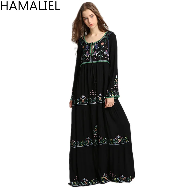 HAMALIEL/брендовая одежда 2018 высококачественное черное Хлопковое платье в стиле