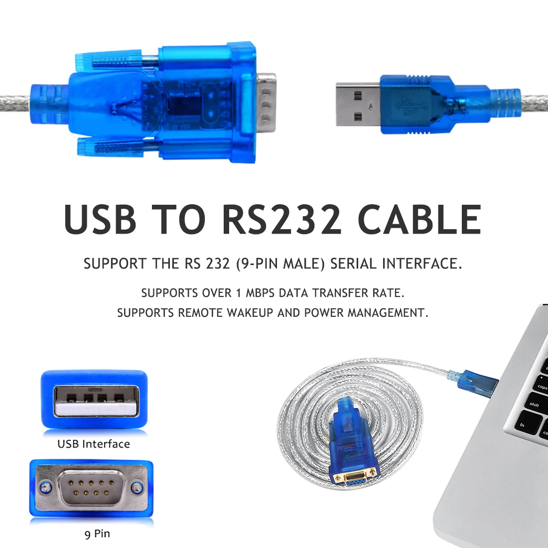 USB к RS232 (9 контактный разъем) кабель конвертер адаптер последовательный порт DB9