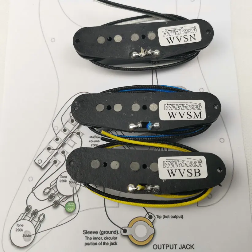 Wilkinson WVS Alnico5 пикапы ST Style электрические гитары Пикапы черный 1 комплект + схема