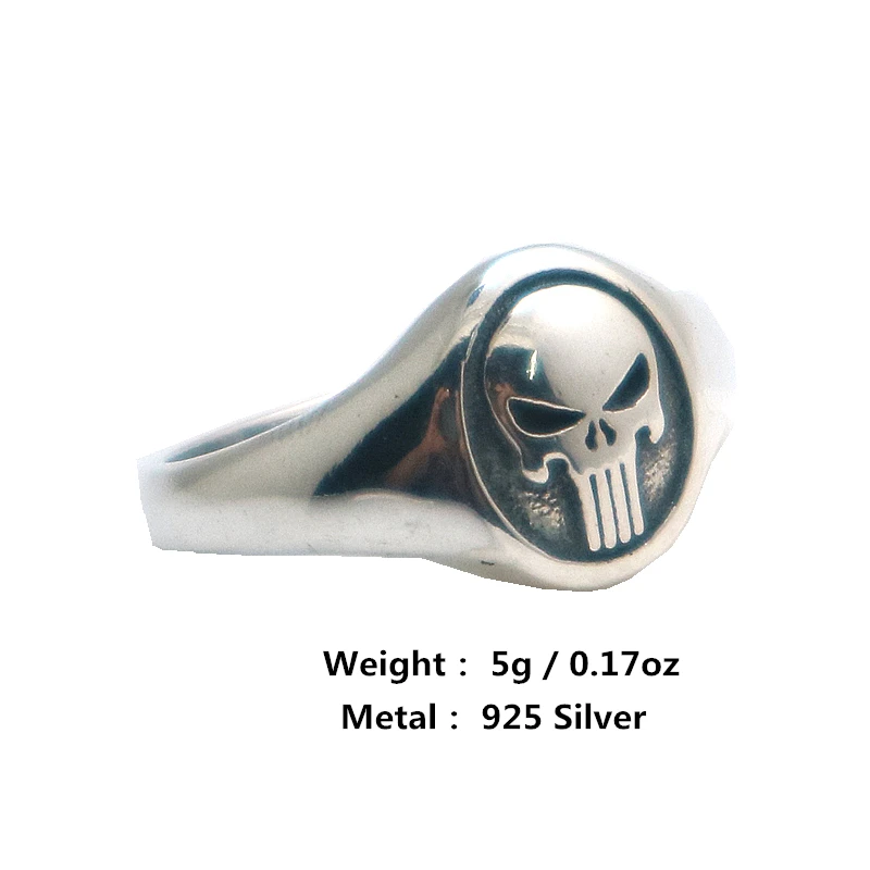

Unisex S925 Silver The Punisher Classic Ring