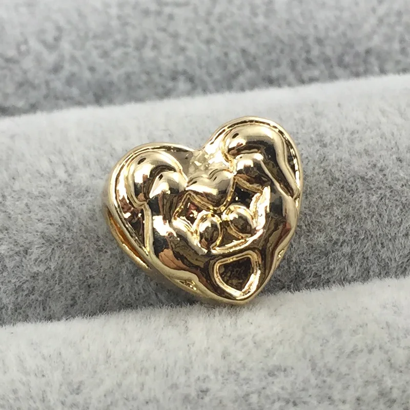 DIY Золото-цвет любви сердце Талисманы Европейский Бусины Fit Pandora Браслеты и