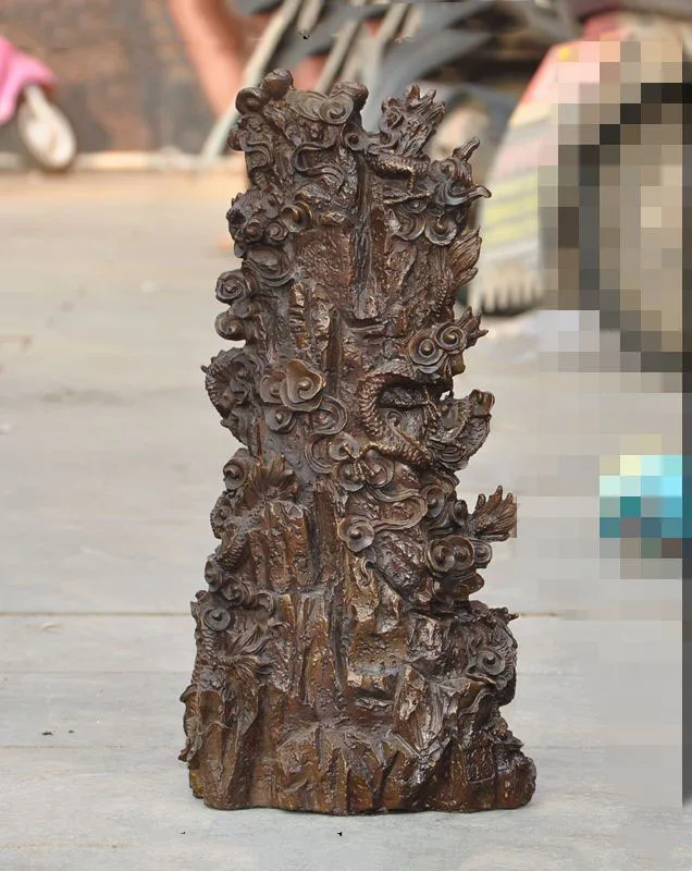 

Christmas 16"Chinese buddhism bronze 9 Dragon kwan-yin GuanYin Bodhisattva Buddha statue Halloween
