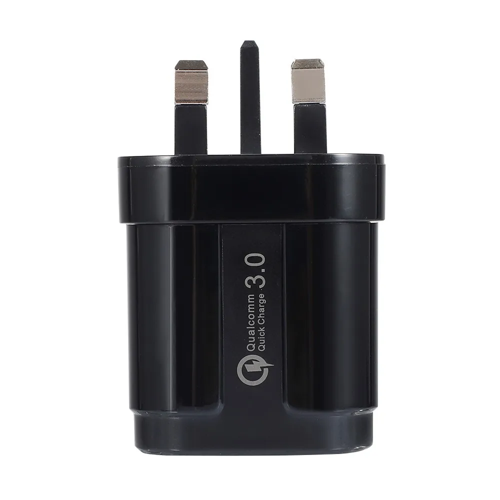 Быстрое зарядное устройство QC3.0 UK для iPhone для Xiaomi samsung универсальный источник питания для путешествий адаптер быстрой зарядки с кабелем Micro type-c - Тип штекера: black chagrer only