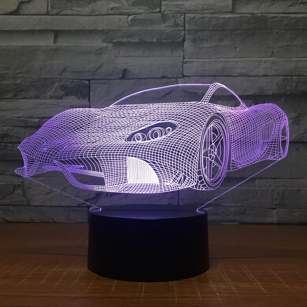 Спортивный 3D Автомобильный светодиодный светильник 7 цветов сенсорное