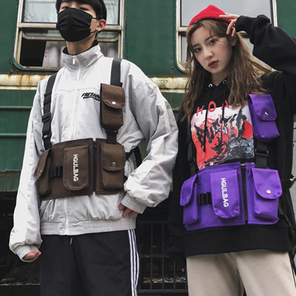 Мужская нагрудная сумка в стиле хип хоп функциональные нагрудные сумки унисекс с