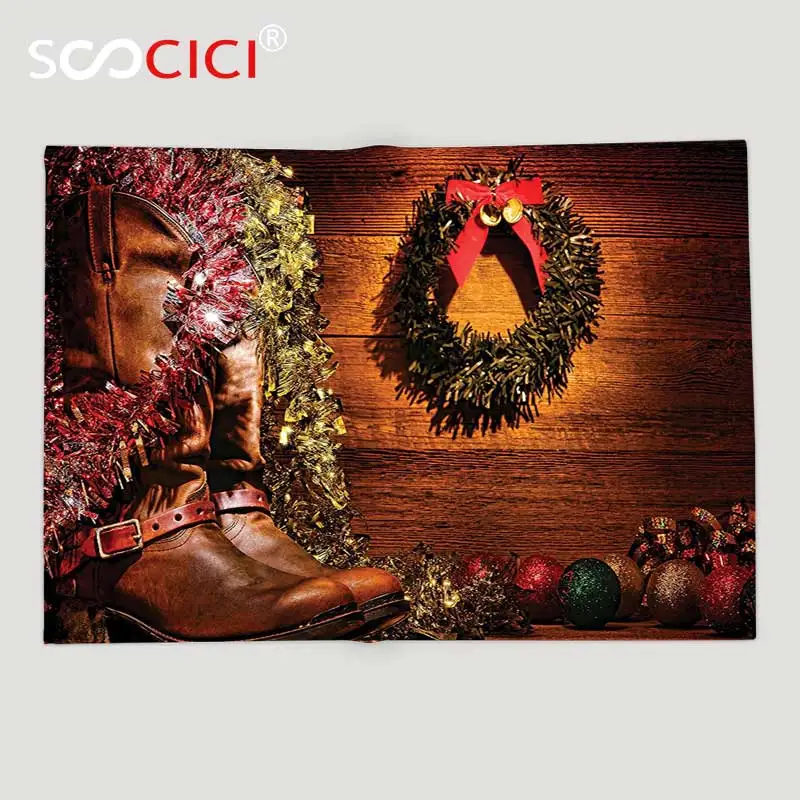 

Мягкое Флисовое одеяло на заказ, ковбойские сапоги и рождественские украшения в винтажном стиле