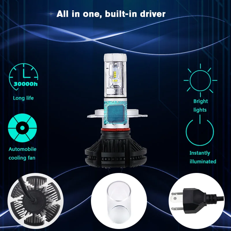 LARATH X3 H11 светодиодный лампы для передних фар H7 H4 H8 H3 9005 H1 50 Вт 6000LM/Комплект 4300 К 6000