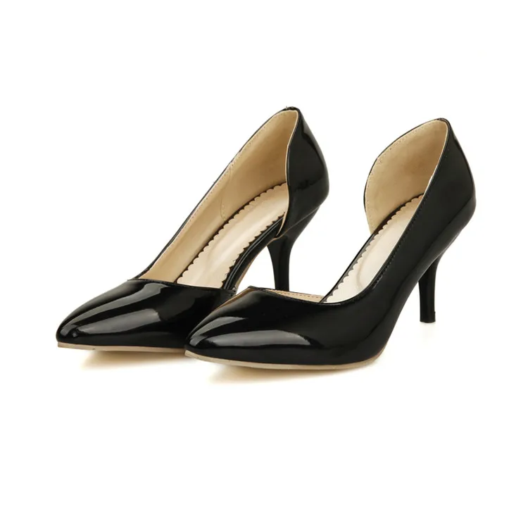 

Women Shoes High Heel Limited Zapatos Mujer Tacon New 2017 Pointed Toe Ol Women Pumps Genuine Patent High Shoes Size 34-51 668