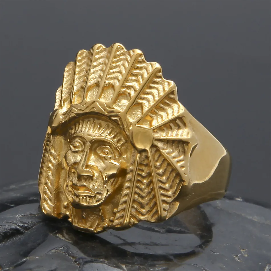 UWIN для мужчин и женщин Винтажное кольцо из нержавеющей стали в стиле панк Золотой древние Майя Племенной индийский главный головной платок кольца модные ювелирные изделия