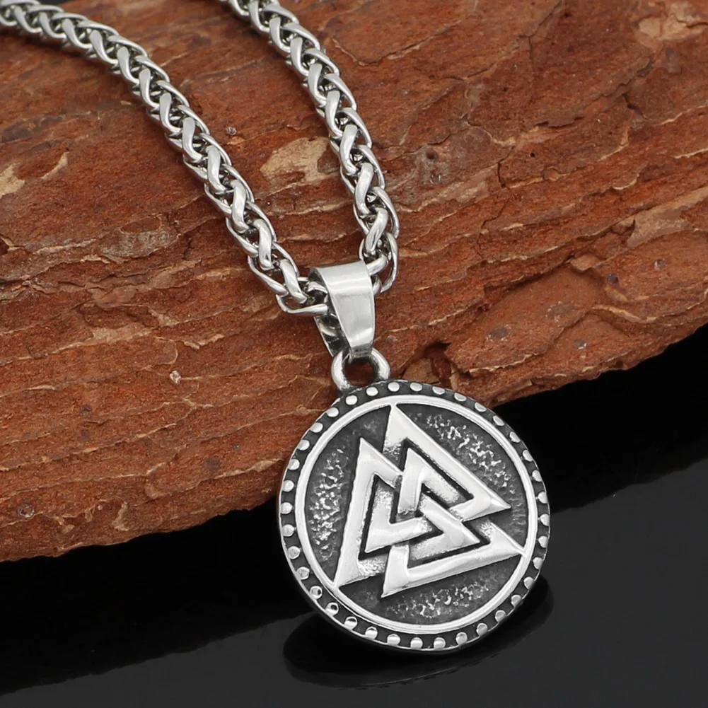 Скандинавский Викинг Valknut Amulet из нержавеющей стали кулон ожерелье для мужчин и