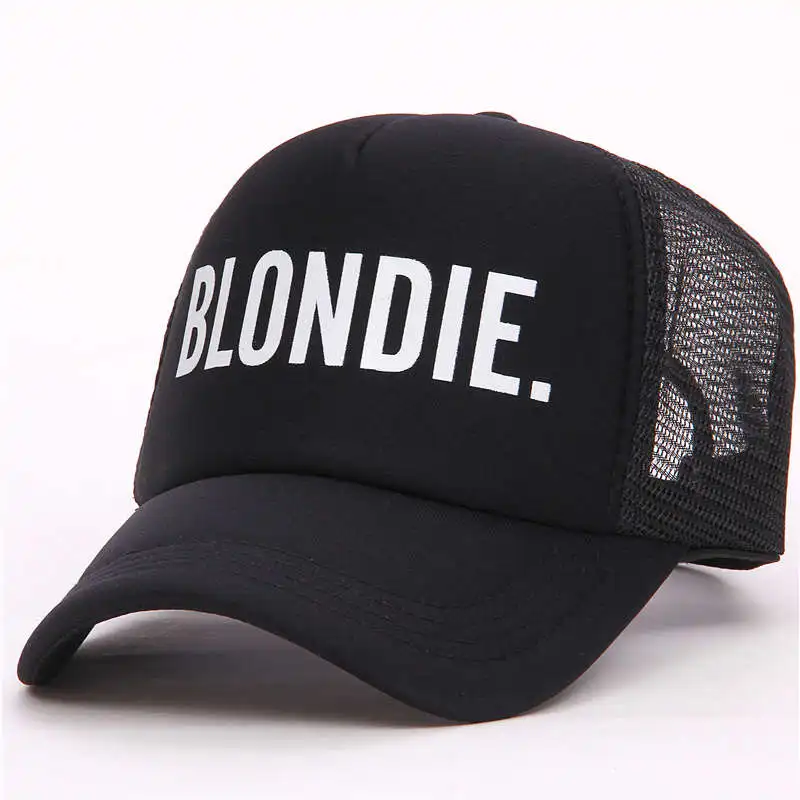 BLONDIE black BLONDIE домовой принт Кепка-тракер Бейсбол Шапки полиэстер Для женщин, прекрасный подарок для нее высокое качество Кепки Flat Bill хип-хоп бейсболка, шляпа, кепка - Цвет: BLONDIE black