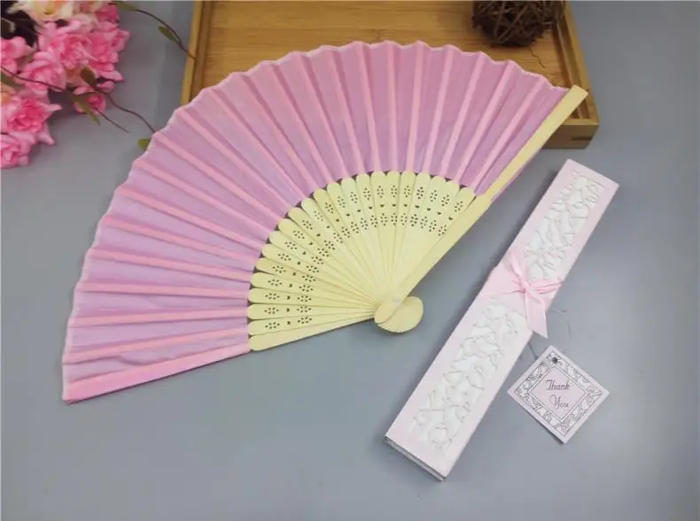

200pcs Wedding Silk Hand Fan Customized Printing Bamboo Cloth Fold Fan With Gift Box+Personalized Text+DHL Free Shipping SN1064