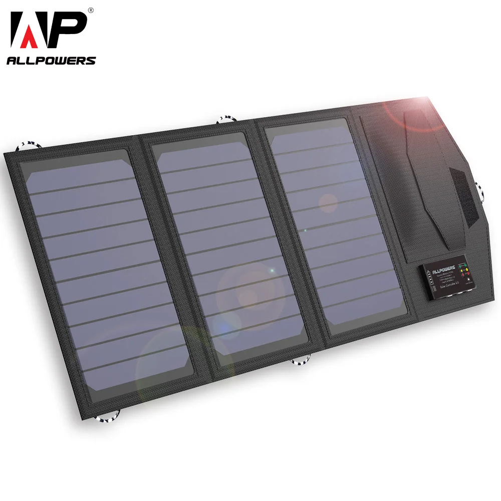 ALLPOWERS солнечное зарядное устройство портативное 5 в 15 Вт Dual USB+ type-C портативное солнечное зарядное устройство на открытом воздухе складная солнечная панель