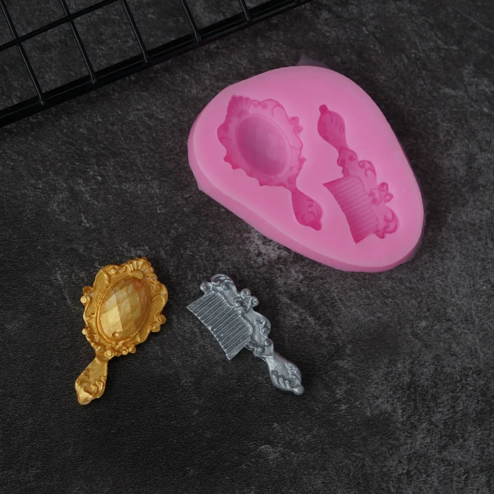 

3D Силиконовая расческа, классическая форма для макияжа, зеркальные инструменты для украшения тортов из мастики сахарный шоколадный формы