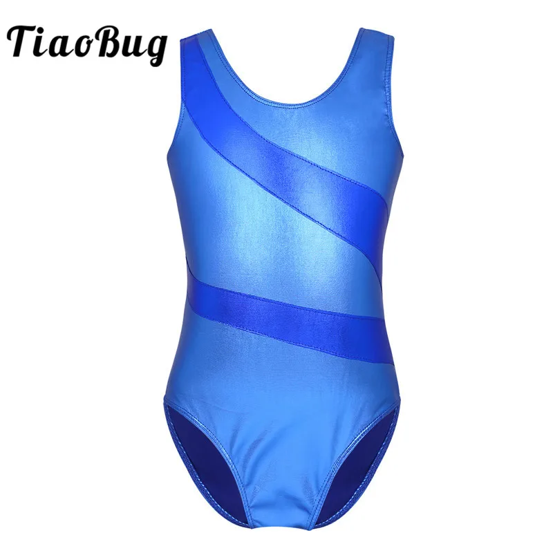 TiaoBug/Детские широкие полосатые блестящие балетные трико для девочек