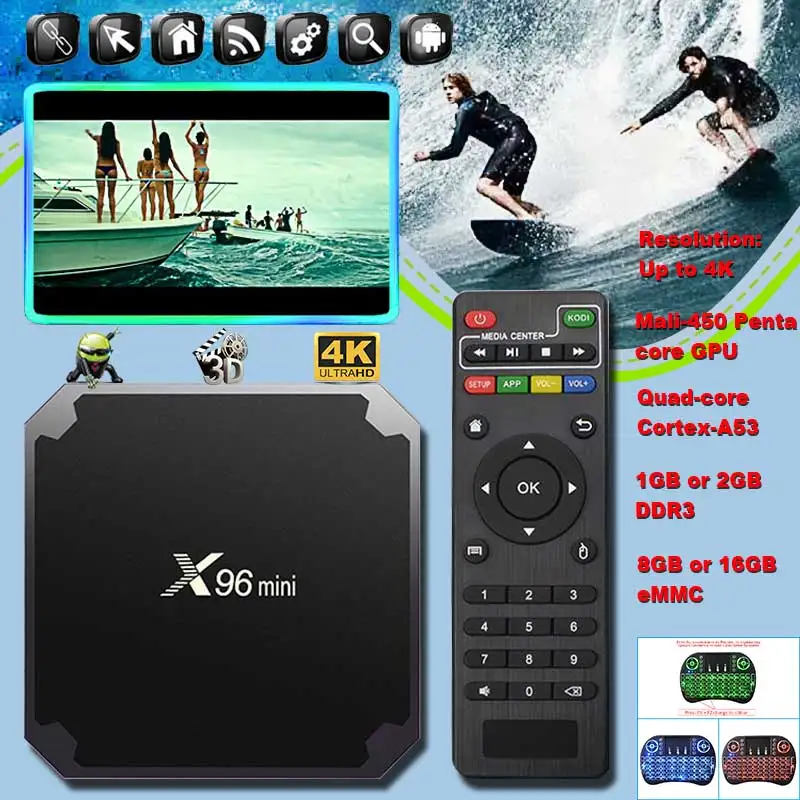 Приставка Смарт-ТВ X96 Mini Android 7 1 2 + 16 ГБ Amlogic S905W 4 ГГц Wi-Fi 4K | Электроника