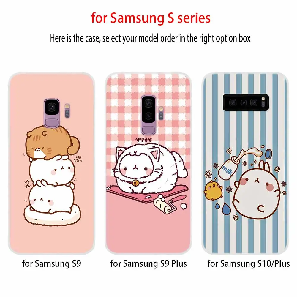 Милый чехол Molang с милым рисунком кроликов для Samsung Galaxy S8 S9 S10 S20 S21 Plus Uitra Lite Ultra Cover S10E