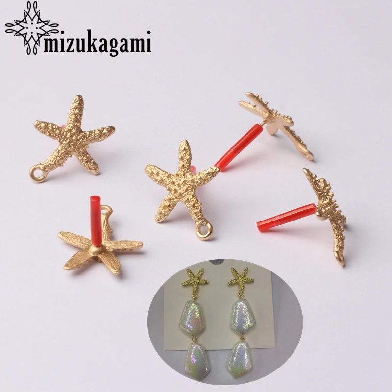 

Zinc Alloy Golden Starfish Star Earrings Base Connectors 6pcs/lot For DIY Fashion Drop Earrings Jewelry Making Accessories