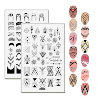2pcs high heels rectangle nail stamping template 3d geometric shape line image manicure printing stencil plate tools