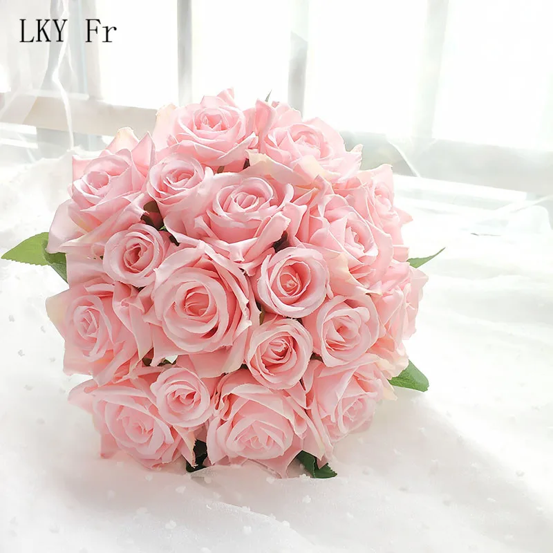 2 Pink LKY Fr Свадебный букет невесты Свадебный букет шелковые искусственные цветы розы свадебный букет s для подружек невесты Свадебные аксессуары - Цвет: 2 Pink