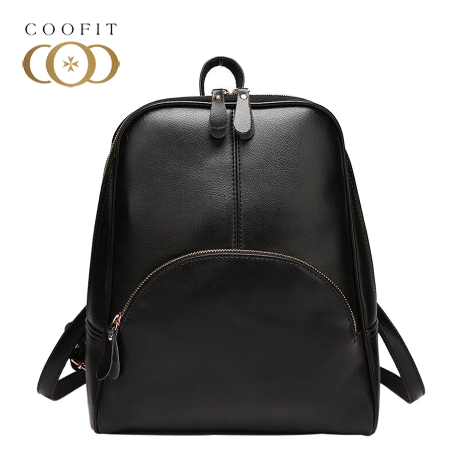 Coofit женский винтажный рюкзак повседневный однотонный PU кожаный школьные рюкзаки