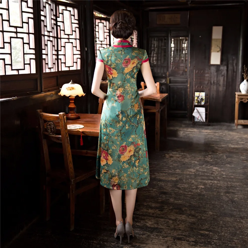 Традиционное китайское платье ципао до колен вьетнамское шанхайская история ао