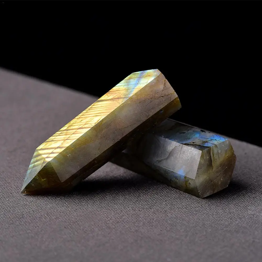 

100 Natural Labradorite Moonstone Crystal Stone Hexagonal Edge Degaussing Energy Stone Quartz Ornaments