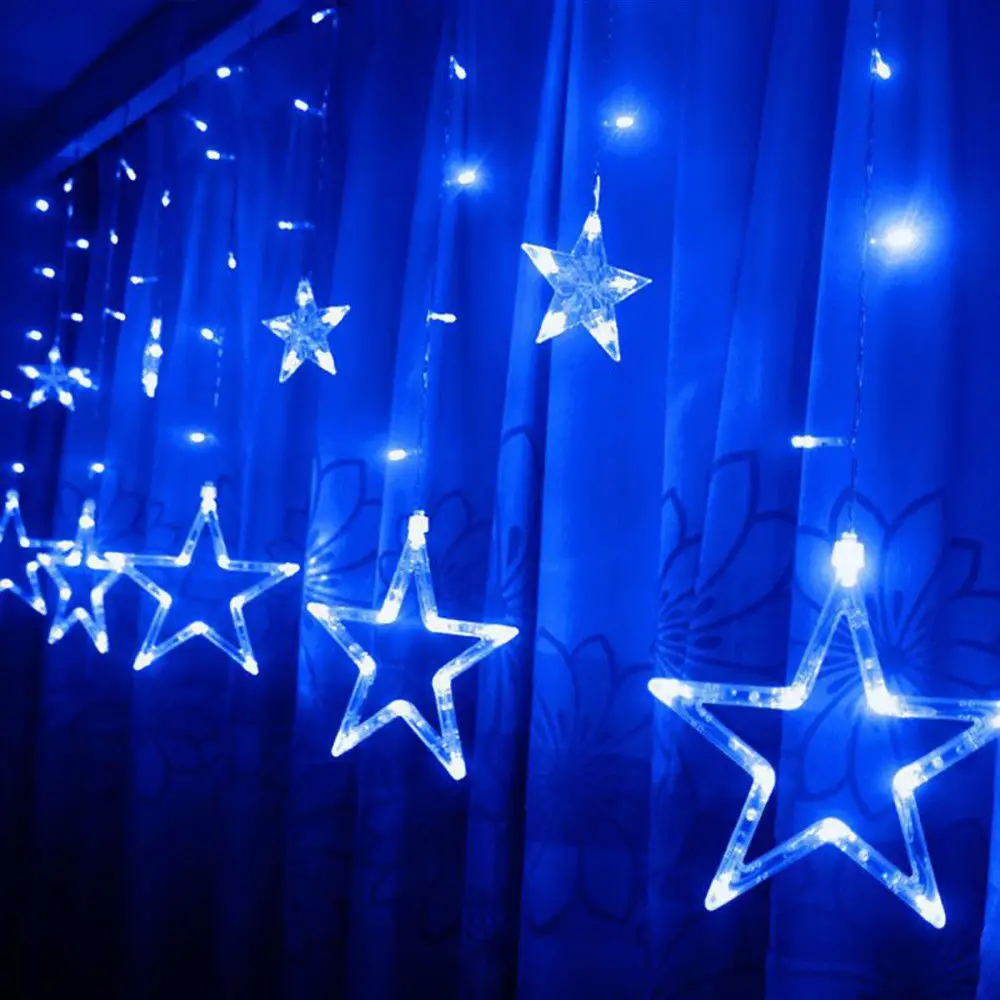 LED Star AC 220V Light Curtain String New Year Year's Decorations for Home string Christmas ornaments light | Лампы и освещение