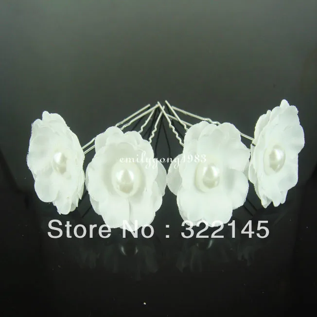 

12Pcs Wedding Bridal White Pearl Flower Hair Pin Hair Accessory