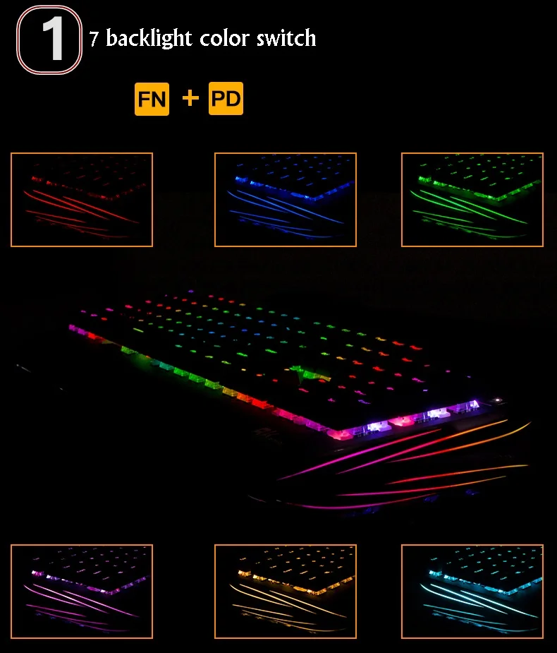 Royal Kludge Black Shodow металлическая панель RGB с подсветкой USB Проводная Механическая клавиатура, большая Подставка для рук черная, синяя, коричневая, красная ось