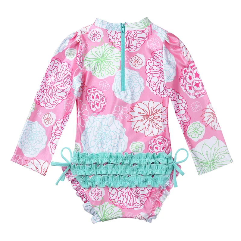 FEESHOW Baby One-piece Swimsuit Bathing Girls Clothes Dress Summer Long Sleeve Toddler Floral Printed Swimwear for | Мать и ребенок