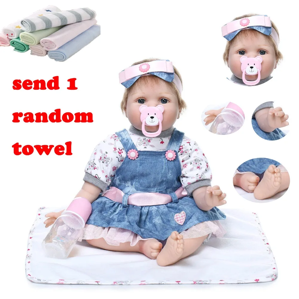 55 см NPK Reborn Baby Doll Силиконовые Куклы джинсовая юбка Моделирование малыши могут