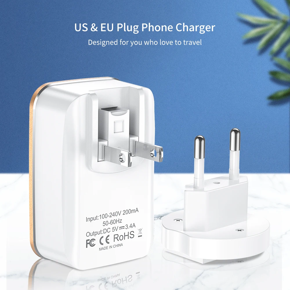RAXFLY универсальное 3 порта USB зарядное устройство США/ЕС вилка адаптер для