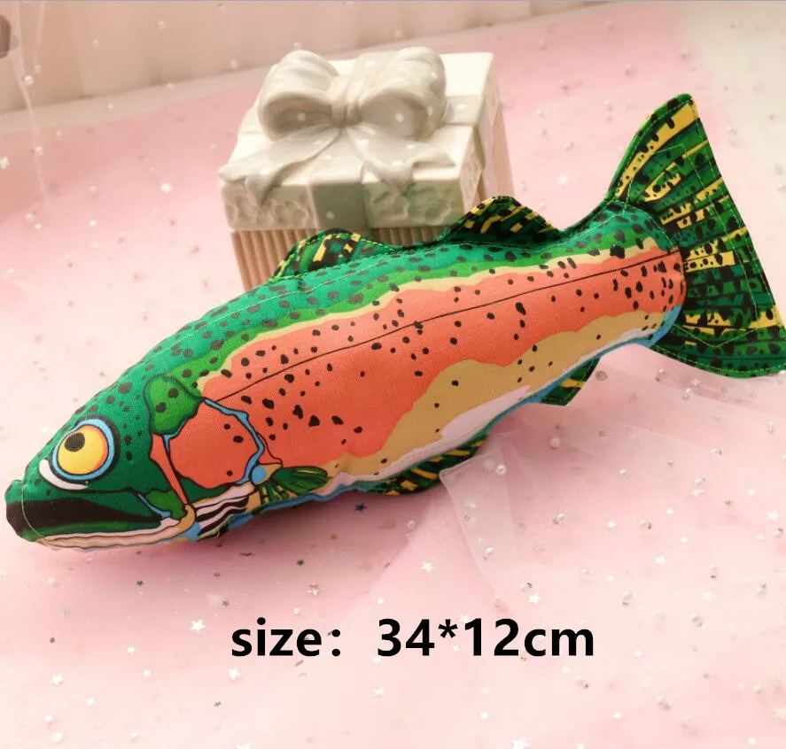 green fish Горячая fatcat скрипучие игрушки для собак анти-укус холст почтальон/кошка/Рыба Стиль Большой размер 19-37 см игрушечный щенок большие игрушки для собак - Цвет: green fish