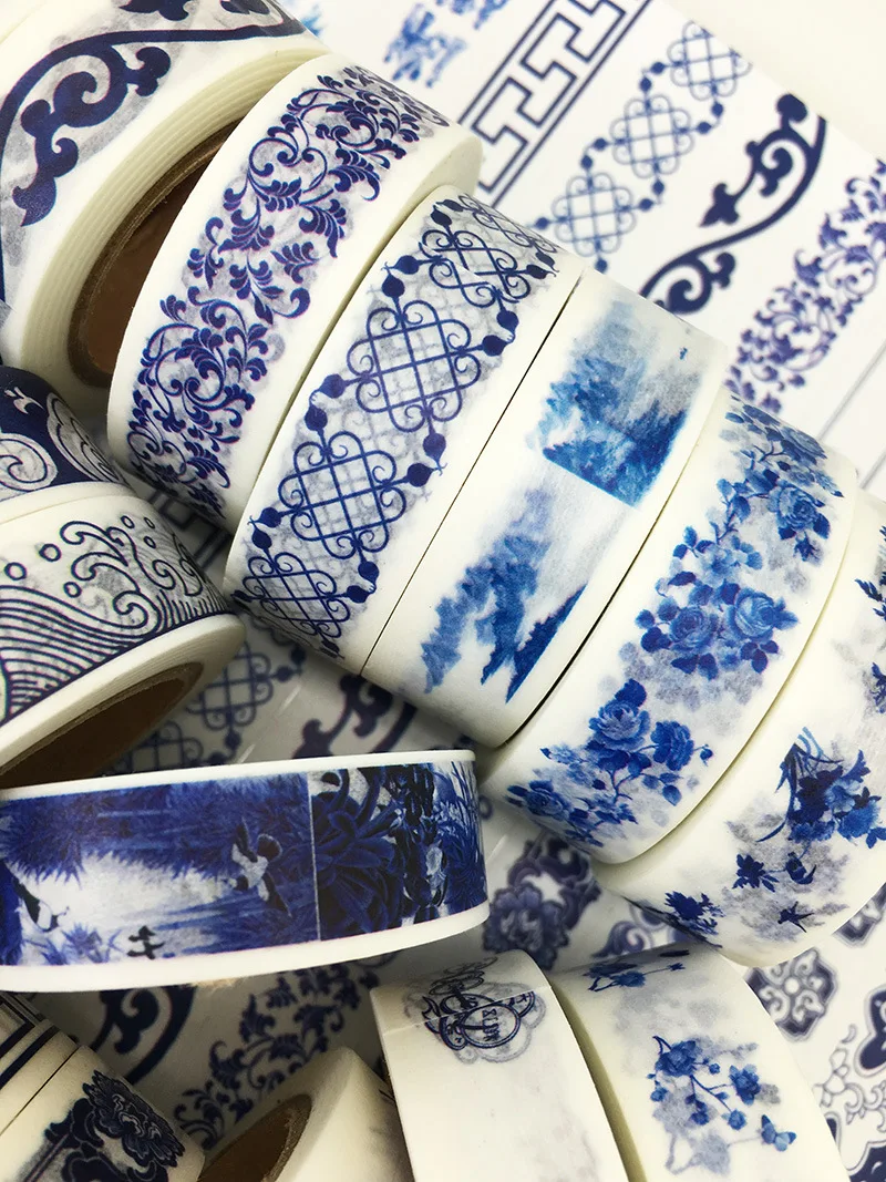 20 дизайнов синий и белый китайский фарфоровый узор японский Васи декоративный