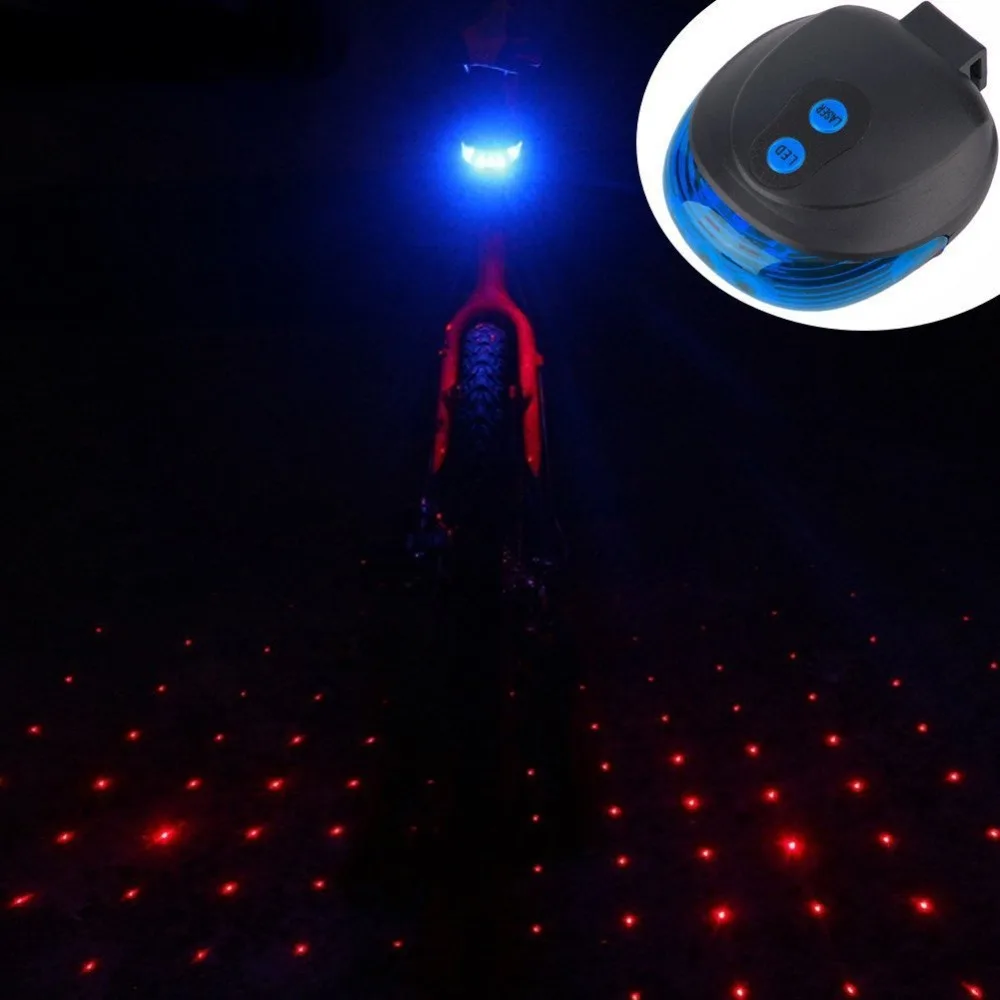 Bicycle Tail Light Waterproof Bike Rear Lights Cycling 7 Cool Flash Mode For Accessories (5LED+2Laser) | Спорт и развлечения