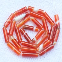beautiful 4x14mm red stripe agates tube loose beads 15for diyjewelry makingwe provide mixed wholesale for all items